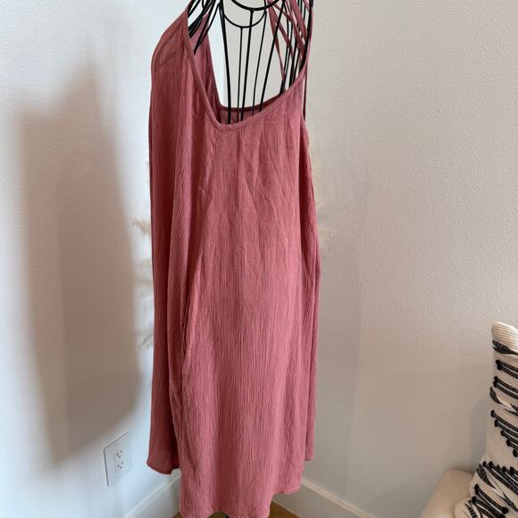 Elan Mauve Pink Strappy Mini Flowy Crinkle Cover Up Sundress – Size Medium NEW - Picture 7 of 12